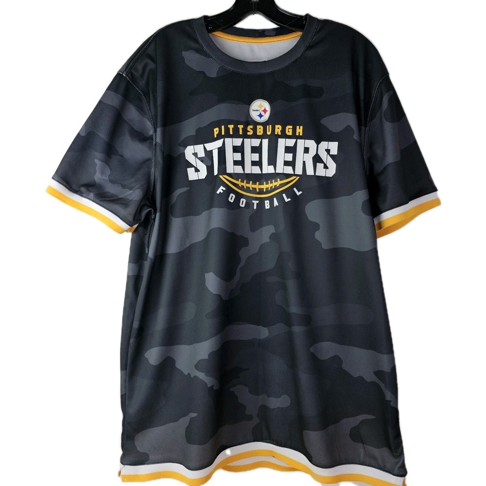 PITTSBURGH STEELERS Men's XL Icer Seasoned‎ Vet Camo Short Sleeve Shirt Jersey